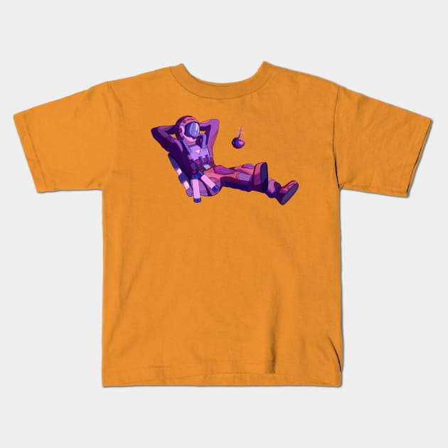 Chilling in Space Kids T-Shirt by Ginkgo Whale